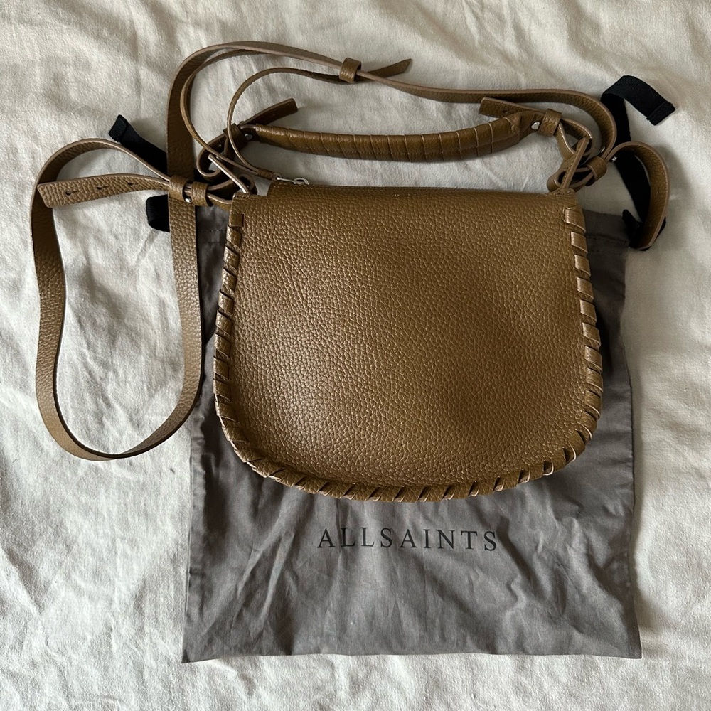 AllSaints Mori Leather Crossbody Bag in Mustard